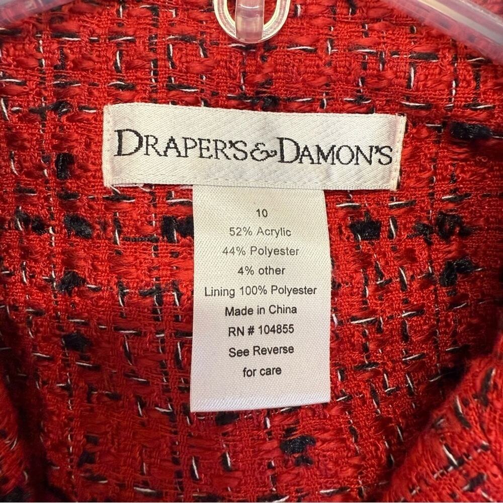 Vintage red black tweed fringe preppy office blazer Women’s size 10 - Picture 4 of 5